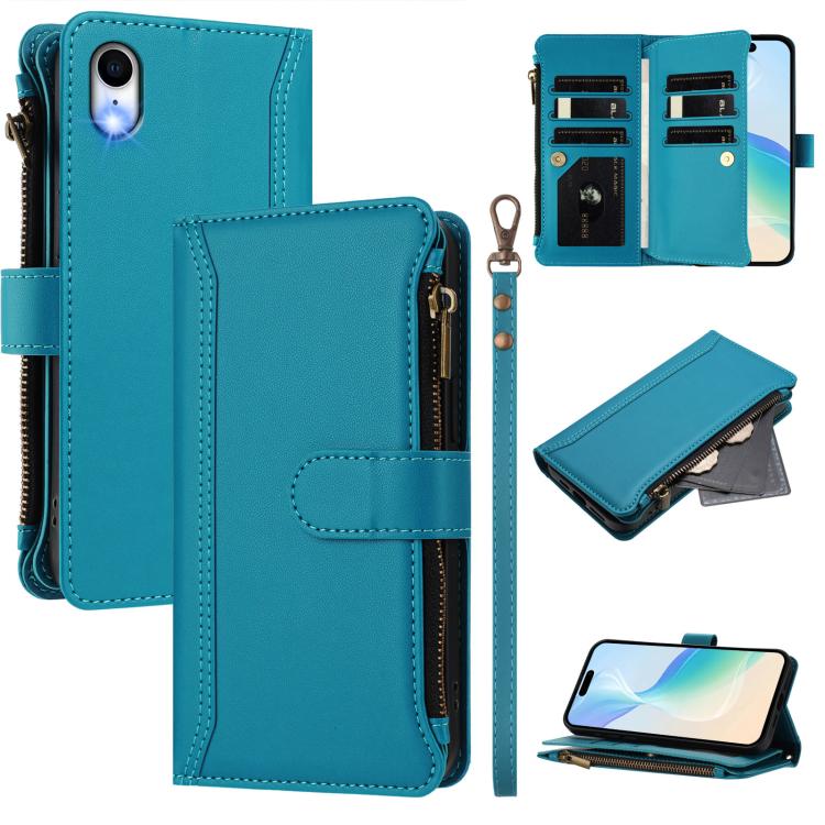 Magnetic Closure 9 Card Slots Zipper Leather Case with Hand Strap, For iPhone 11 Pro Max, For iPhone 11, For iPhone 11 Pro, For iPhone XS / X, For iPhone XR, For iPhone XS Max, For iPhone 8 Plus / 7 Plus