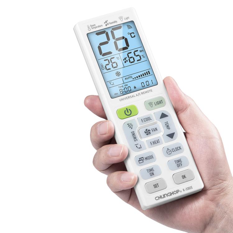 CHUNGHOP K-3302E Universal Air Conditioner Remote Control with Torch and LCD backlight, K-3302E