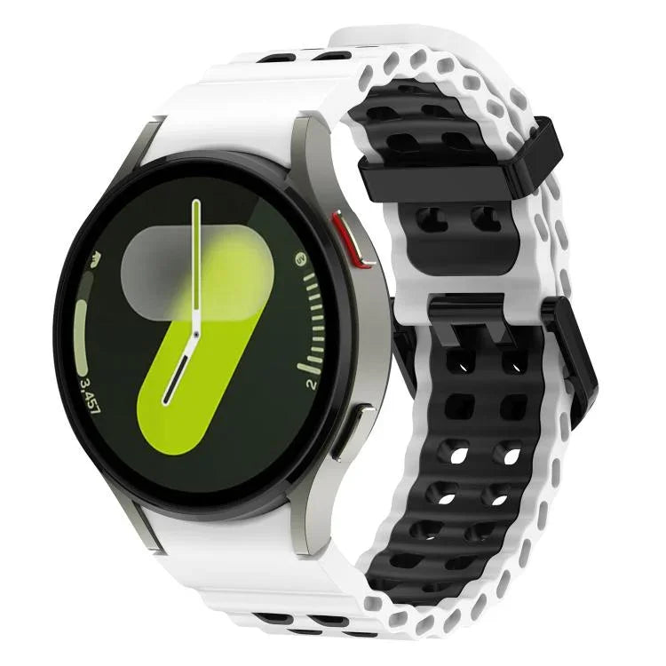 Ocean Dual-Row Hole Two Color Silicone Watch Band, For Samsung Galaxy Watch 7 40 / 44mm