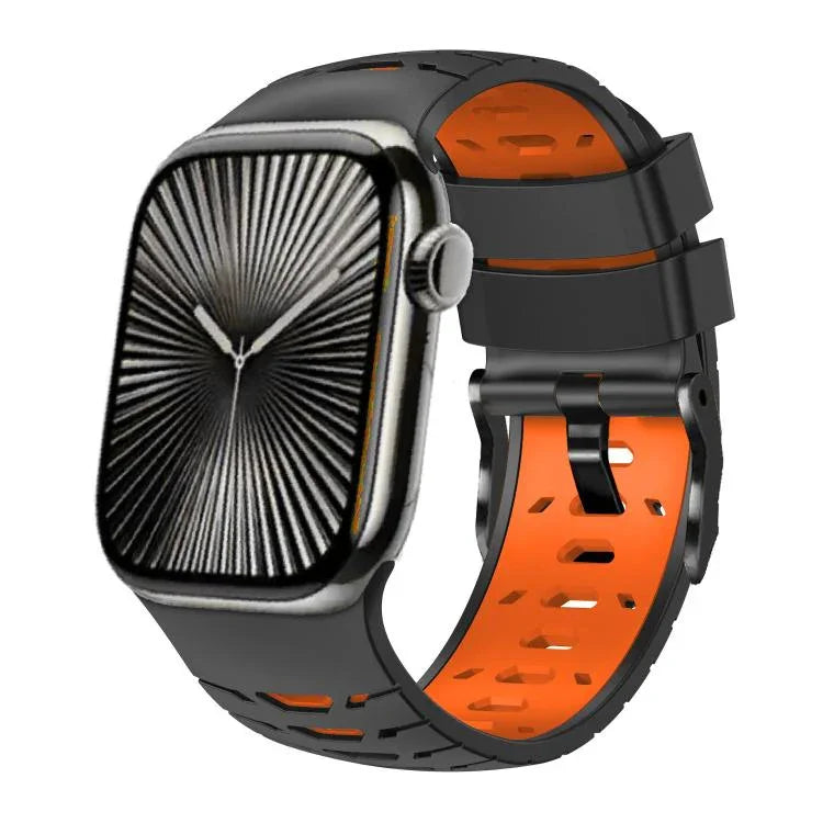 Trapezoid Two Color Silicone Watch Band, For Apple Watch 46mm / 49mm / 45mm / 44mm