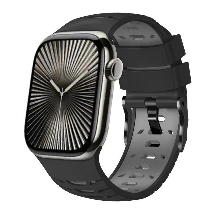 Trapezoid Two Color Silicone Watch Band, For Apple Watch 46mm / 49mm / 45mm / 44mm