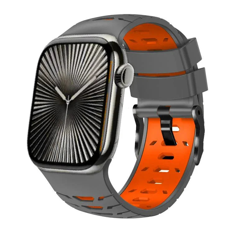Trapezoid Two Color Silicone Watch Band, For Apple Watch 46mm / 49mm / 45mm / 44mm