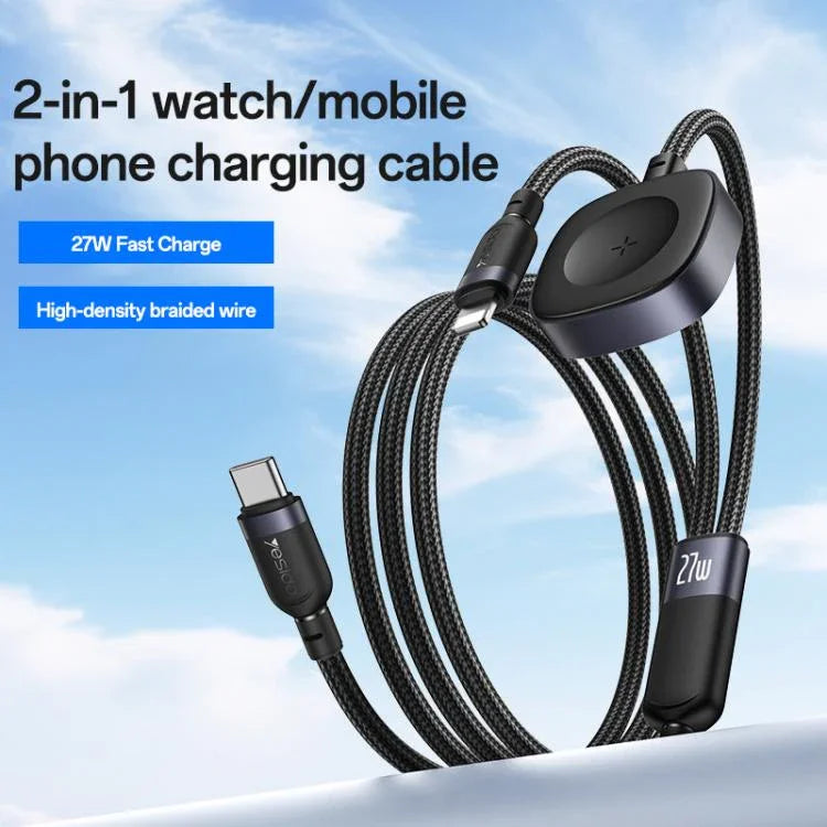Yesido CA136L 27W USB-C / Type-C to 8 Pin & iWatch 2 in 1 Charging Cable, CA136L