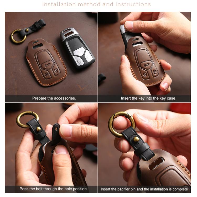 For Honda Odyssey 2024 Hallmo Crazy Horse Cowhide Car Key Protection Cover, For Honda Odyssey 2024 2-button, For Honda Odyssey 2024 5-button, For Honda Odyssey 2024 6-button