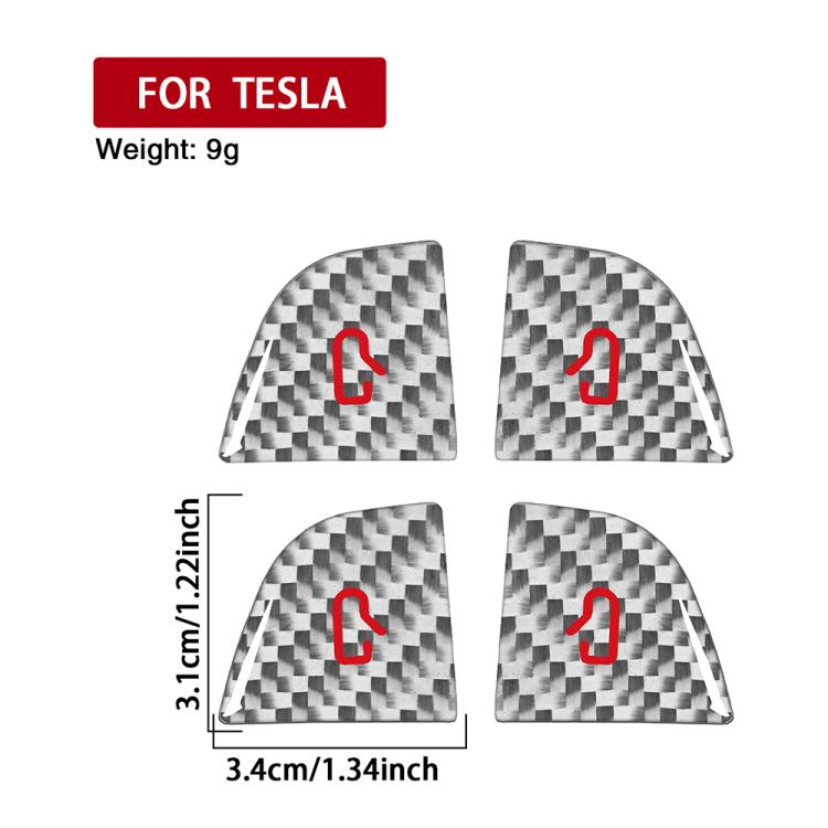 For Tesla Model 3 New Edition 2023+ 4pcs/Set Carbon Fiber Car Door Switch Decorative Sticker with Label, For Tesla Model 3 New Edition 2023+ Car Door Switch