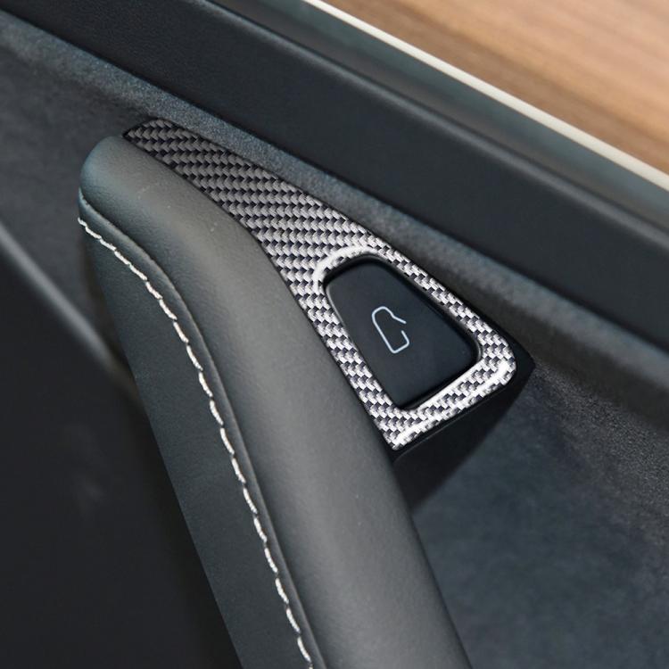 For Tesla Model 3 2017-2022 / Y 2020-2024 4pcs/Set Carbon Fiber Car Door Switch Panel Decorative Sticker, Car Door Switch Panel