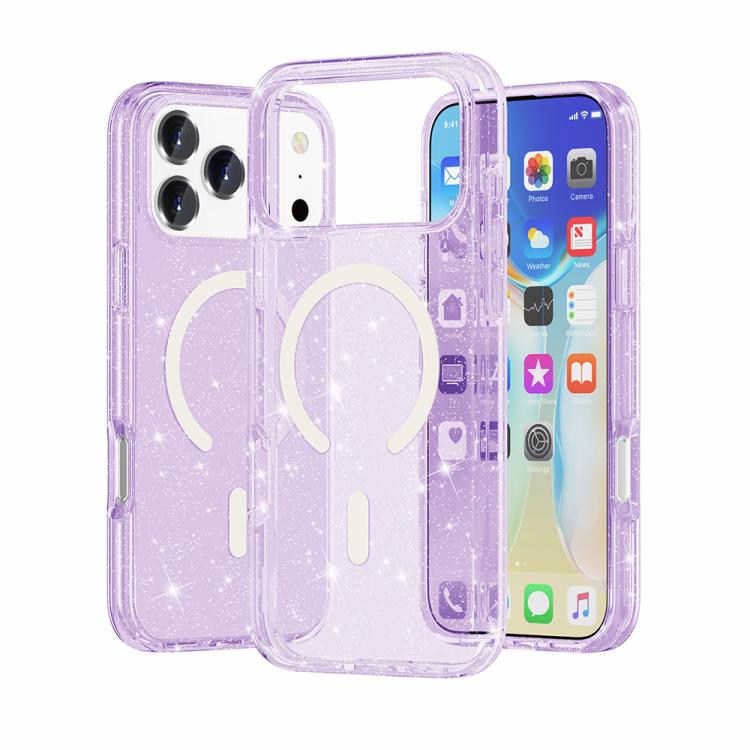 Terminator Style Glitter Powder MagSafe Magnetic Phone Case, For iPhone 17 Pro Max, For iPhone 17 Pro, For iPhone 17, For iPhone Air