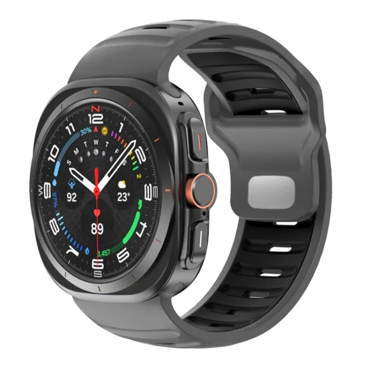 Striped Two Color Silicone Watch Band, For Samsung Galaxy Watch Ultra 47mm / Ultra 2025