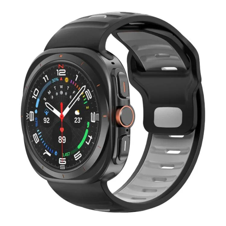 Striped Two Color Silicone Watch Band, For Samsung Galaxy Watch Ultra 47mm / Ultra 2025