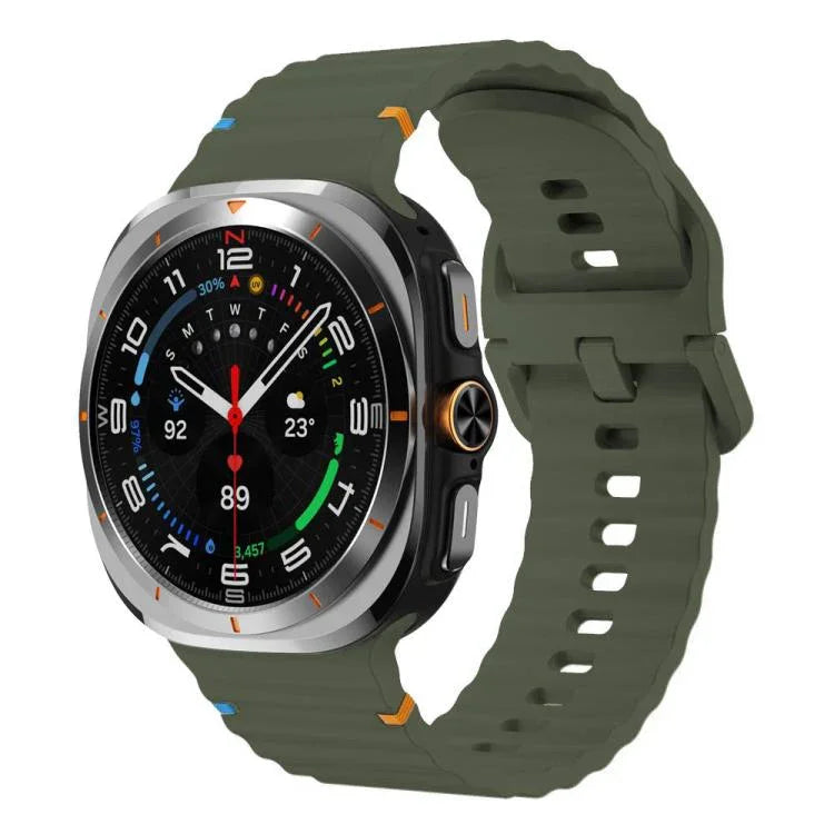 For Samsung Galaxy Watch8 Classic 46mm / Watch8 44mm / 40mm xDfind Wavy Grain Stitched Silicone Watch Band, L