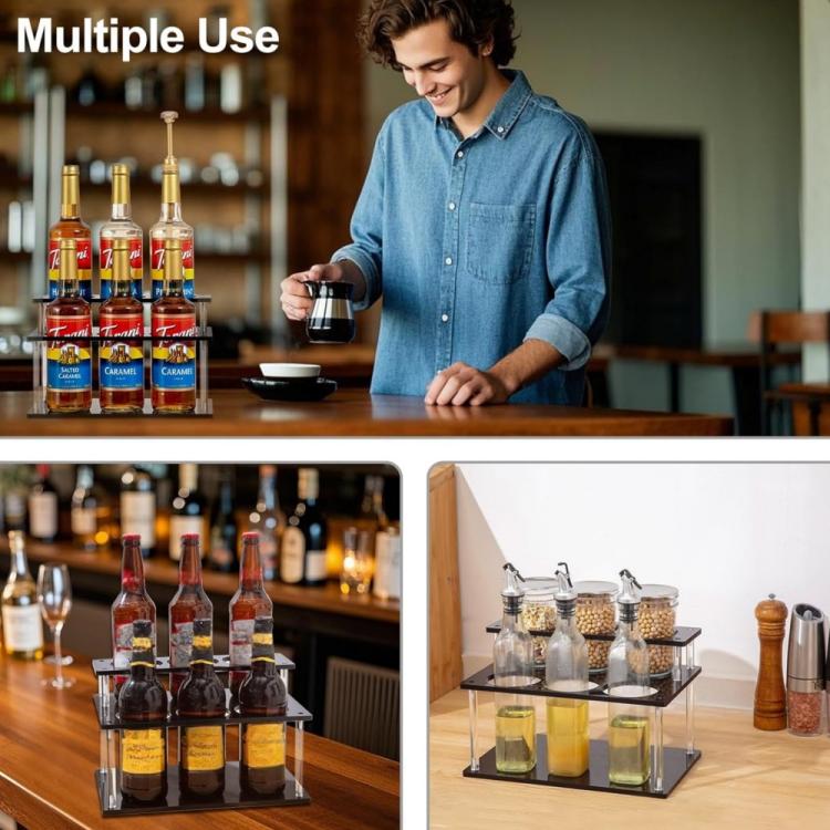 YX164 Acrylic 2 Tier Coffee Syrups Bottle Rack Organizer, YX164