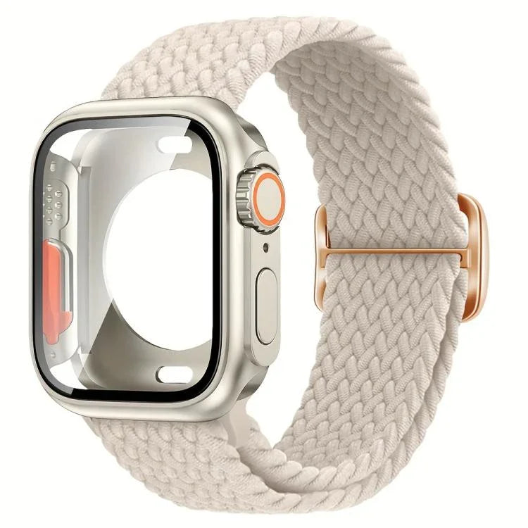 Ladder Buckle Loop Nylon Watch Band with Change to Ultra 49mm Film PC Cover, For Apple Watch Series 44mm, For Apple Watch Series 40mm, For Apple Watch Series 10 / 11 46mm, For Apple Watch Series 10 / 11 42mm, For Apple Watch Series 45mm                ...