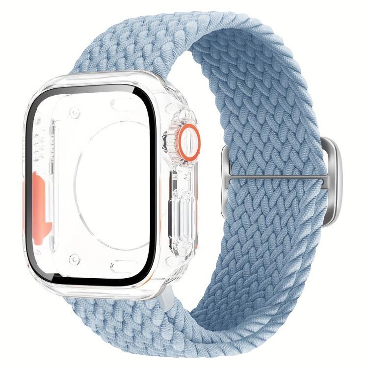 Ladder Buckle Loop Nylon Watch Band with Change to Ultra 49mm Film PC Cover, For Apple Watch Series 44mm, For Apple Watch Series 40mm, For Apple Watch Series 10 / 11 46mm, For Apple Watch Series 10 / 11 42mm, For Apple Watch Series 45mm                ...