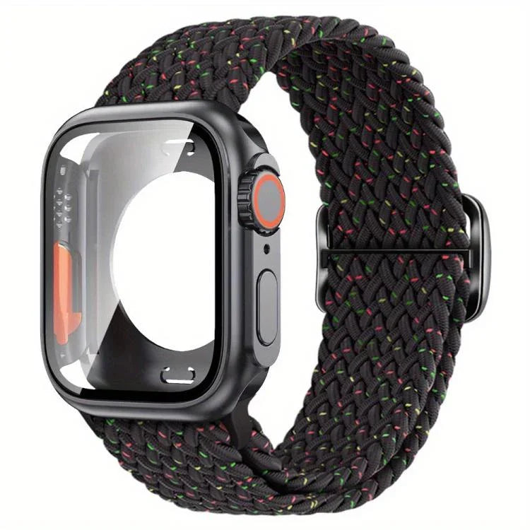 Ladder Buckle Loop Nylon Watch Band with Change to Ultra 49mm Film PC Cover, For Apple Watch Series 44mm, For Apple Watch Series 40mm, For Apple Watch Series 10 / 11 46mm, For Apple Watch Series 10 / 11 42mm, For Apple Watch Series 45mm                ...