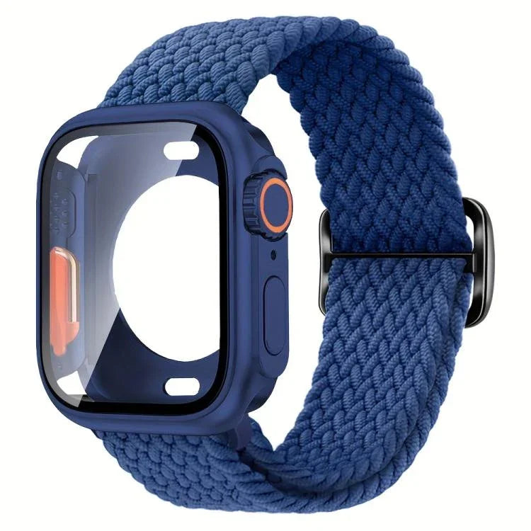Ladder Buckle Loop Nylon Watch Band with Change to Ultra 49mm Film PC Cover, For Apple Watch Series 44mm, For Apple Watch Series 40mm, For Apple Watch Series 10 / 11 46mm, For Apple Watch Series 10 / 11 42mm, For Apple Watch Series 45mm                ...