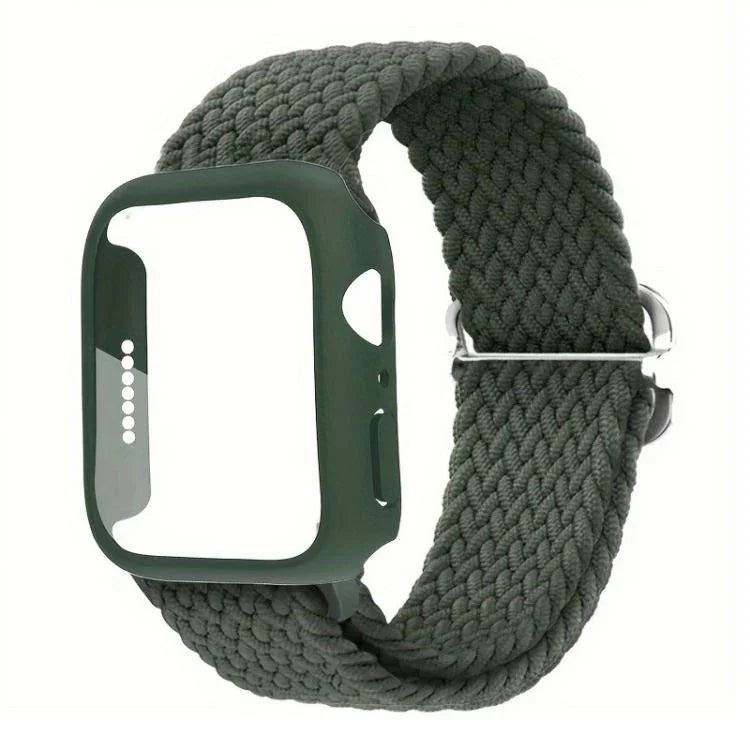 Ladder Buckle Loop Nylon Watch Band with Film Frosted PC Cover, For Apple Watch Series 44mm, For Apple Watch Series 40mm, For Apple Watch Series 10 / 11 46mm, For Apple Watch Series 10 / 11 42mm, For Apple Watch Series 45mm, For Apple Watch Series 41mm