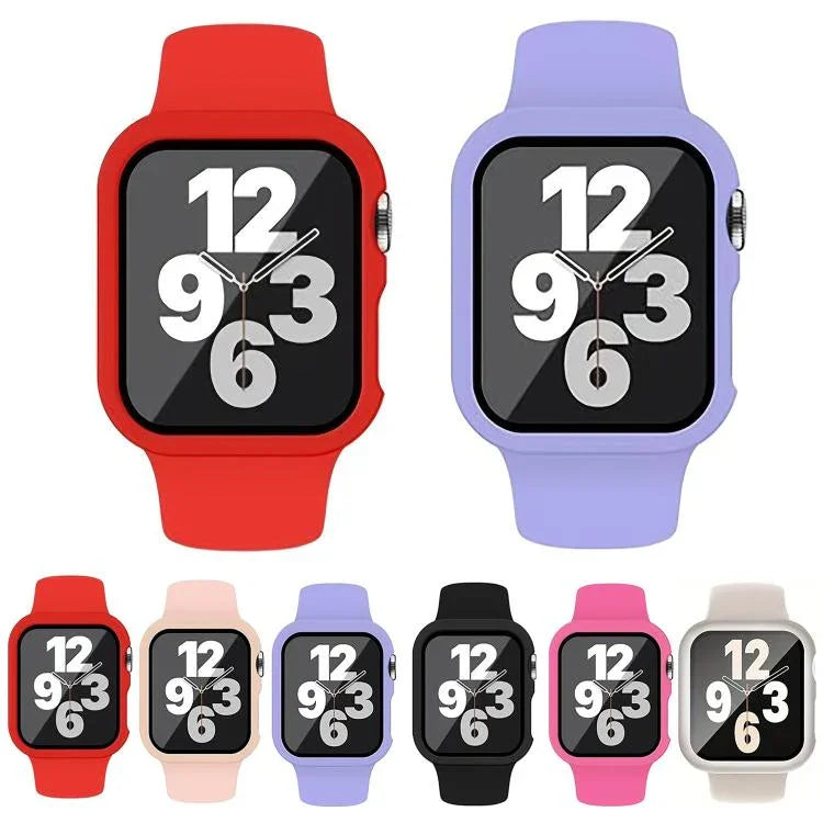 Pin Buckle Silicone Watch Band with Film Integrated PC Case, For Apple Watch Series 44mm, For Apple Watch Series 40mm, For Apple Watch Series 10 / 11 46mm, For Apple Watch Series 10 / 11 42mm, For Apple Watch Ultra 3 / 2 / 1 49mm                       ...