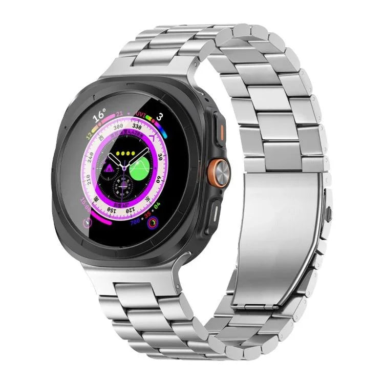 Three Beads Flat Buckle Titanium Alloy Watch Band, For Samsung Galaxy Watch Ultra / Ultra 2025, For Samsung Galaxy Watch8 / Watch8 Classic