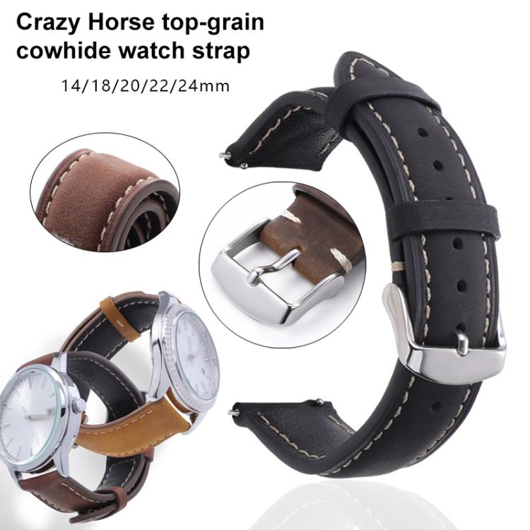 xDfind Retro Crazy Horse Texture Leather Watch Band, 24mm for Suunto 9 / 9 Baro / D5 / Core / 7, 14mm, 18mm, 20mm, 22mm