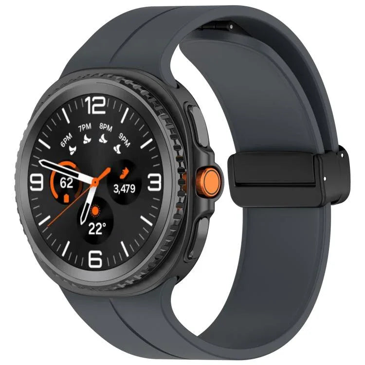 xDfind Fold Black Buckle Magnetic Silicone Watch Band, For Samsung Galaxy Watch8 / Watch8 Classic