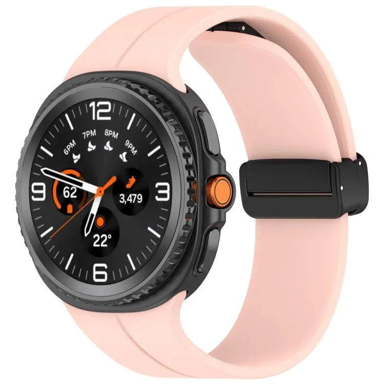 xDfind Fold Black Buckle Magnetic Silicone Watch Band, For Samsung Galaxy Watch8 / Watch8 Classic