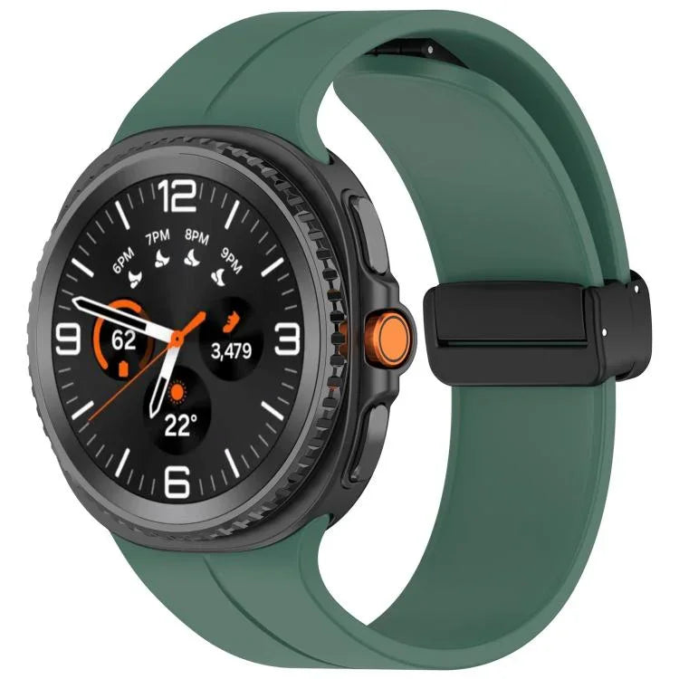 xDfind Fold Black Buckle Magnetic Silicone Watch Band, For Samsung Galaxy Watch8 / Watch8 Classic