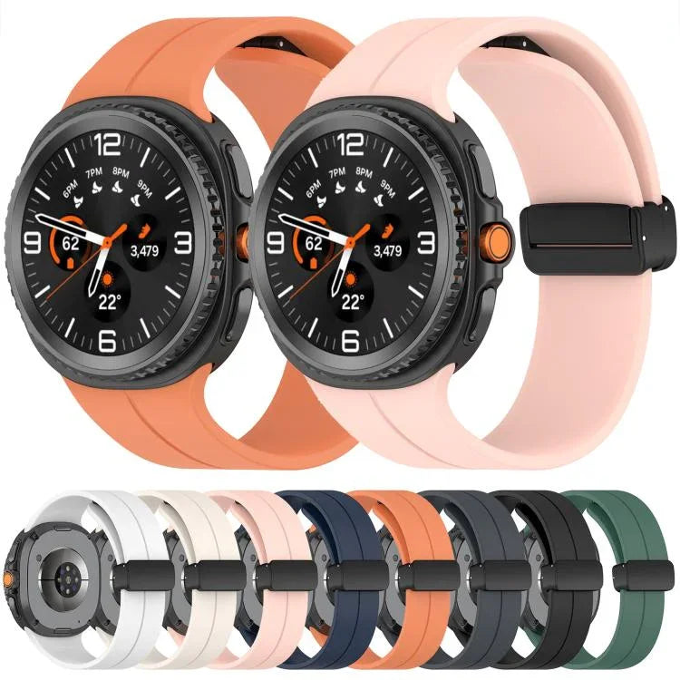 xDfind Fold Black Buckle Magnetic Silicone Watch Band, For Samsung Galaxy Watch8 / Watch8 Classic