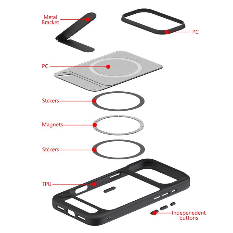 Kalebol MagSafe Invisible Tilt Holder PC Hybrid TPU Case, For iPhone 14 Pro, For iPhone 14 Pro Max, For iPhone 13 Pro Max, For iPhone 13 Pro, For iPhone 13
