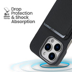 Carbon Fiber MagSafe Magnetic Card Holder Phone Case, For iPhone 13, For iPhone 12, For iPhone 12 Pro Max, For iPhone 12 Pro