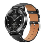 xDfind Flat Head Black Shark Fine Grain Leather Watch Band, 22mm For Xiaomi Watch S3/2 Pro/S2/S1, 22mm For Xiaomi Haylou Watch LS09B / LS05S / LS10, 20mm For Xiaomi Haylou RS4 Plus LS11 / LS12