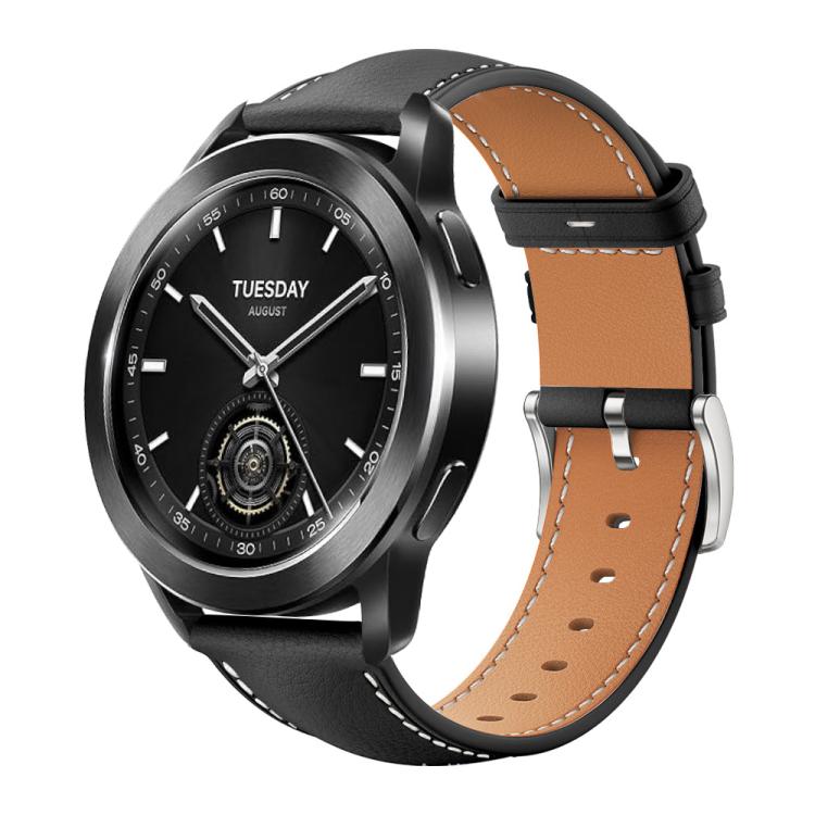 xDfind Flat Head Black Shark Fine Grain Leather Watch Band, 22mm For Xiaomi Watch S3/2 Pro/S2/S1, 22mm For Xiaomi Haylou Watch LS09B / LS05S / LS10, 20mm For Xiaomi Haylou RS4 Plus LS11 / LS12