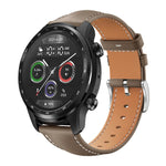 xDfind Flat Head Black Shark Fine Grain Leather Watch Band, 20mm For Ticwatch GTH / E3 / E / 2, 22mm For Ticwatch Pro X / Pro3 / Pro / GTX / E2