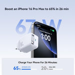 JOYROOM JR-TCL06 67W USB-C / Type-C Port GaN Fast Charger with Retractable Cable, UK Plug