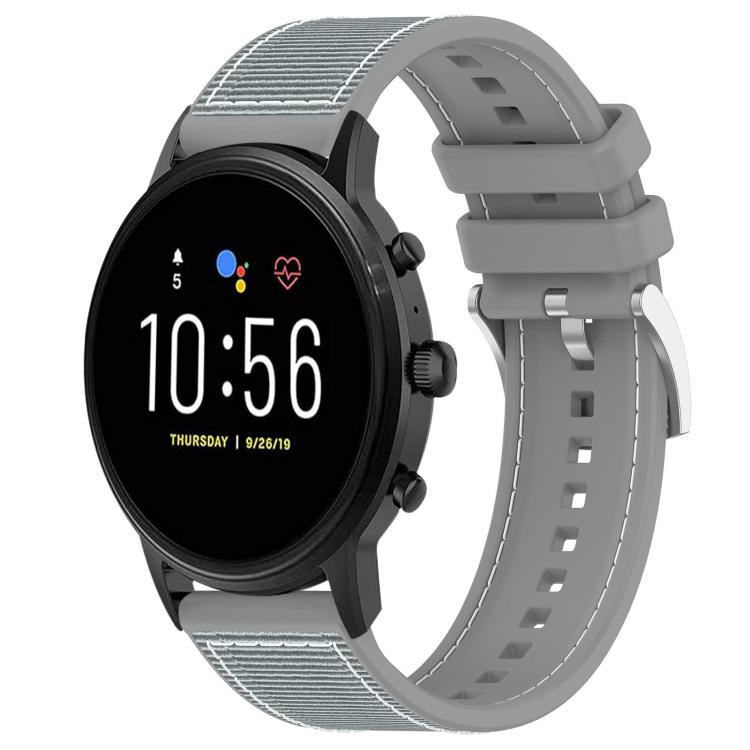 xDfind Hybrid Nylon Braid Silicone Watch Band, 22mm For Fossil Gen 5 Carlyle / Julianna