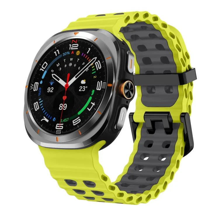 xDfind Black Buckle Ocean Two Color Dual-row Hole Silicone Watch Band, For Samsung Galaxy Watch Ultra 47mm / Ultra 2025, For Samsung Galaxy Watch8 / 8 Classic