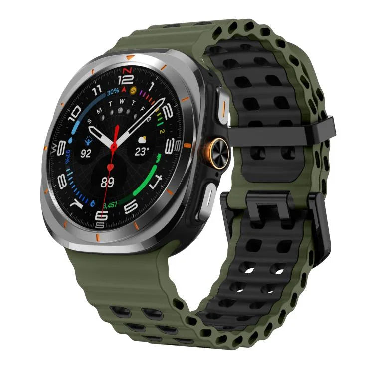 xDfind Black Buckle Ocean Two Color Dual-row Hole Silicone Watch Band, For Samsung Galaxy Watch Ultra 47mm / Ultra 2025, For Samsung Galaxy Watch8 / 8 Classic