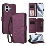 Butterfly Love Flower Multi-card Zipper Wallet Leather Phone Case, For iPhone 17e / 16e, For iPhone 17 Pro Max, For iPhone 17 Pro, For iPhone 17, For iPhone Air, For iPhone 16 Pro Max