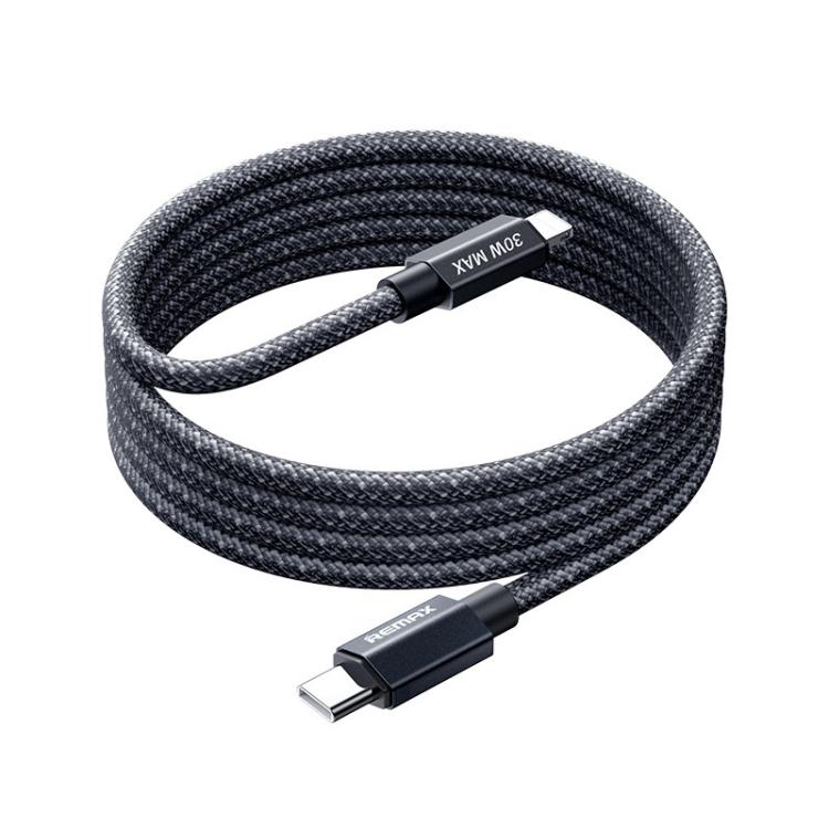 REMAX CB01 PD30W Type-C to 8 Pin Aluminum Alloy Braided Fast Charging Data Cable with LED Light, Length: 1.2m, Type-C to 8 Pin