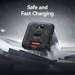 USAMS CC265 67W GaN 2 x Type-C, USB Triple-port Mini Fast Charger, CC265