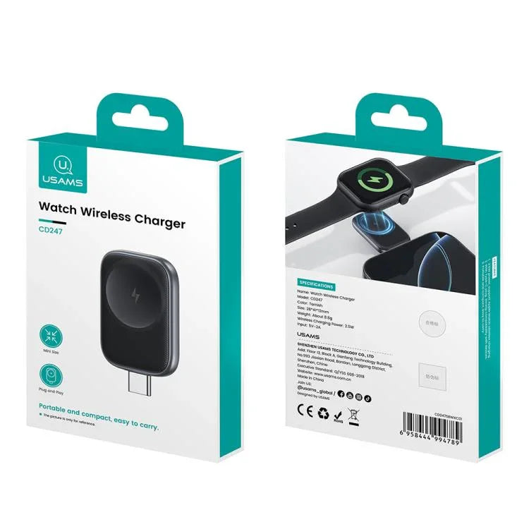 For Apple Watch Series USAMS CD247 USB-C / Type-C Plug Portable Watch Wireless Charger, CD247