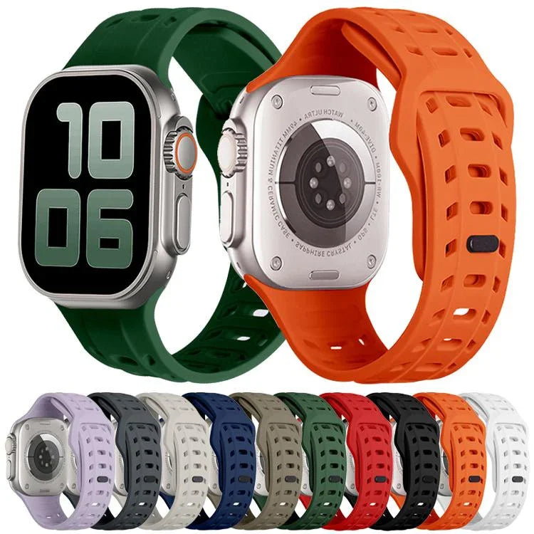 Shark Texture Holes Silicone Watch Band, For Apple Watch 46mm / 49mm / 45mm / 44mm
