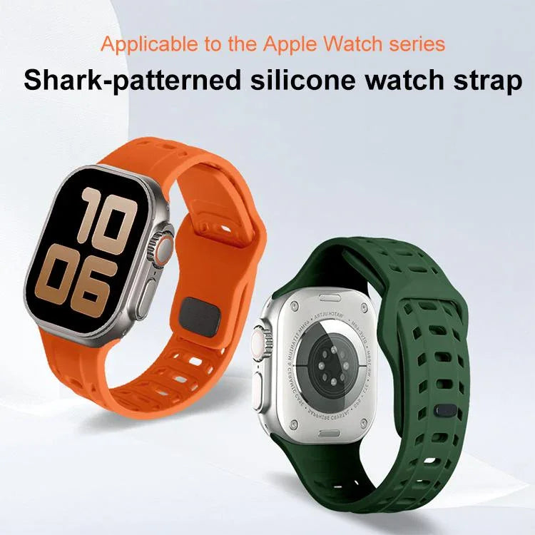 Shark Texture Holes Silicone Watch Band, For Apple Watch 46mm / 49mm / 45mm / 44mm