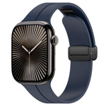 xDfind  Flat Head Groove Folding Black Buckle Silicone Watch Band, For Apple Watch 42 / 44 / 45 / 46 / 49mm, For Apple Watch 38 / 40 / 41 / S10 42mm
