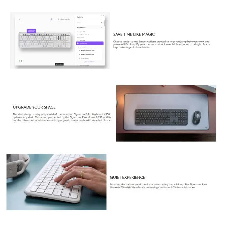 Logitech MK950 Wireless Slim Bluetooth Keyboard and Mouse Set