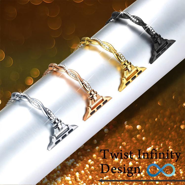 xDfind Twist Bracelet Diamond Metal Watch Band, For Apple Watch 42 / 44 / 45 / 46 / 49mm, For Apple Watch 38 / 40 / 41 / S10 42mm
