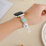 Hemp Rope Woven Flowers Drawstring Watch Band, For Apple Watch 46mm / 49mm / 45mm / 44mm, For Apple Watch 42mm / 41mm / 40mm / 38mm