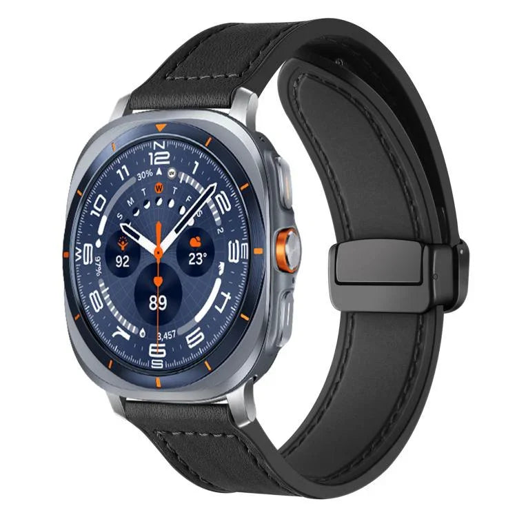xDfind Crazy Horse Pattern Silicone Skin Magnetic Buckle Watch Band, For Samsung Galaxy Watch Ultra / Ultra 2025, For Samsung Galaxy Watch8 / 8 Classic