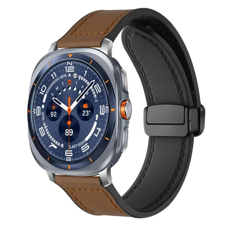 xDfind Crazy Horse Pattern Silicone Skin Magnetic Buckle Watch Band, For Samsung Galaxy Watch Ultra / Ultra 2025, For Samsung Galaxy Watch8 / 8 Classic