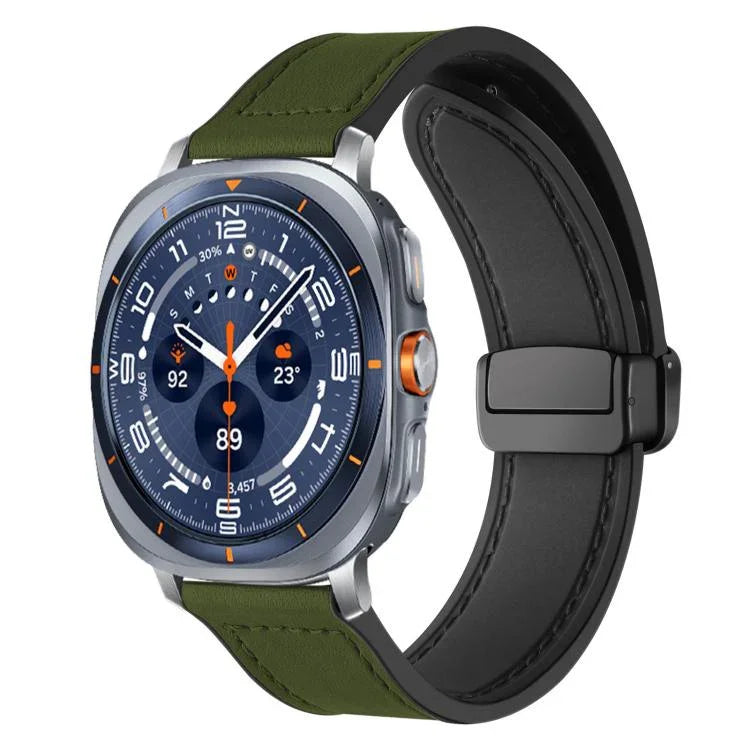 xDfind Crazy Horse Pattern Silicone Skin Magnetic Buckle Watch Band, For Samsung Galaxy Watch Ultra / Ultra 2025, For Samsung Galaxy Watch8 / 8 Classic