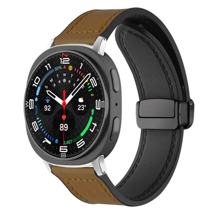 xDfind Crazy Horse Pattern Silicone Skin Magnetic Buckle Watch Band, For Samsung Galaxy Watch Ultra / Ultra 2025, For Samsung Galaxy Watch8 / 8 Classic